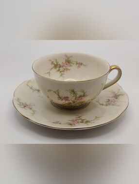 Vintage Bone China Teacup & Saucer By Theodore Haviland - "Rosalinde"